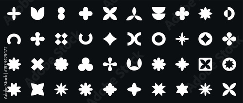 Foto Geometric abstract shapes silhouette set, symmetrical design elements, black and