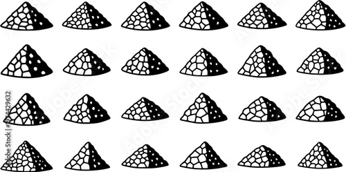 Black and White Geometric Textured Piles Line Art Icon Set for Construction and Industrial Design