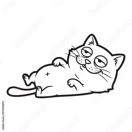A relaxed cat lounges lazily on its side displaying a playful and charming silhouette high quality