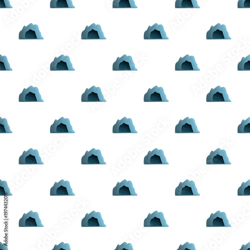 Ice cave grotto entrances forming a repeating seamless pattern