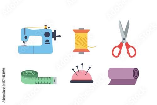 Sewing Supplies Flat Design Icons