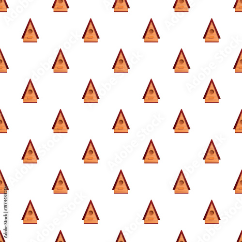 Obraz na płótnie Wooden birdhouses forming a cute and simple repeating seamless pattern
