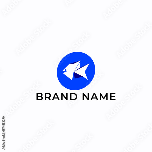 Abstract Simple Modern Fish Blue Color. Geometric Logo Icon Design Vector. Suitable for Branding, Business Identity, Technology, Startup, Seafood Industry, or Digital Agency