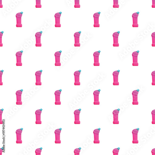 Pink cleaning detergent bottles forming a repeating pattern, representing hygiene and sanitation