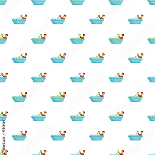 Cartoon man bathing in money in a bathtub, creating a rich wealth background