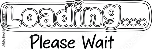 Loading screen illustration please wait message in sketch style