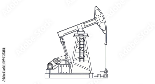 Oil Pump Jack Drawing Industrial Equipment for Energy Production.