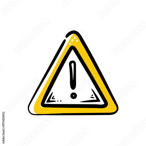 A yellow warning triangle sign featuring an exclamation mark symbol acts as a caution icon for road safety, hazard risk, and dangerous alert concepts isolated on a white background