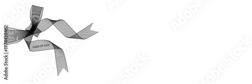 Horizontal graduation banner with black mesh bow and Class of 2026 text