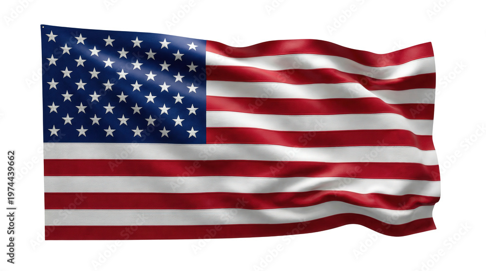 Fototapeta premium The American flag waving proudly on a transparent background