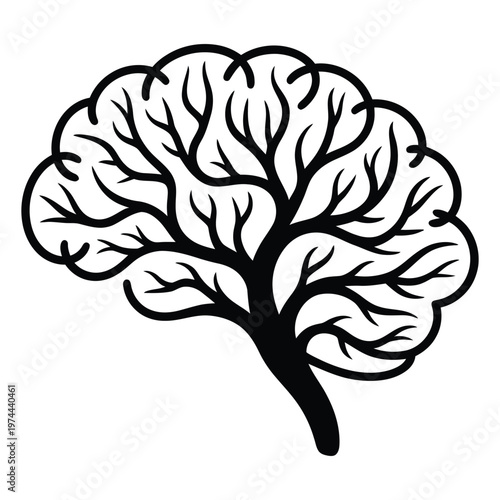 A creatively designed brain illustration resembling a tree showcasing the complexity of thought a silhouette