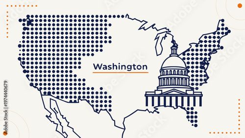 Map of Washington with Capitol Building Illustration