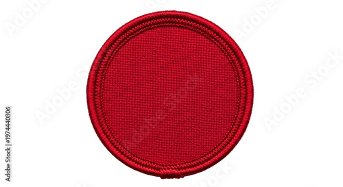 Photos Blank red fabric circle patch isolated on transparent background.