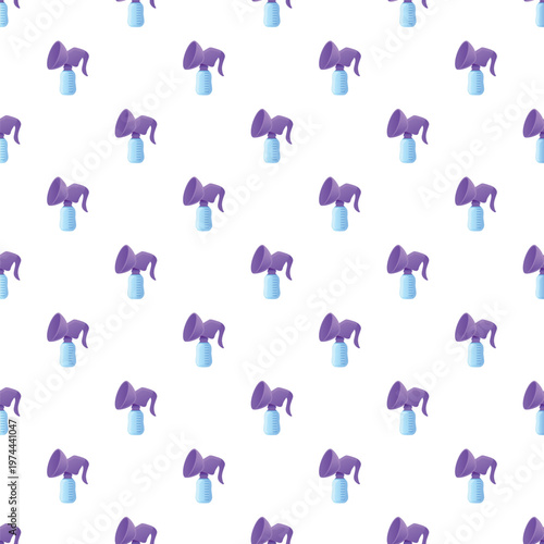 Seamless pattern featuring purple breast pumps on a white background