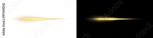 Tableau sur toile Png Glowing horizontal yellow gold light line with radiant shine and beam effect
