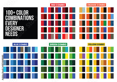 125 Color Palette Combinations for Designers – Red, Blue, Green, Yellow & Orange Sets