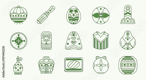 Collection of Aztec and Mayan inspired tribal art and ancient civilization symbols.