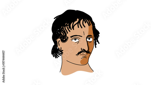 Giordano Bruno portrait, flat vector illustration