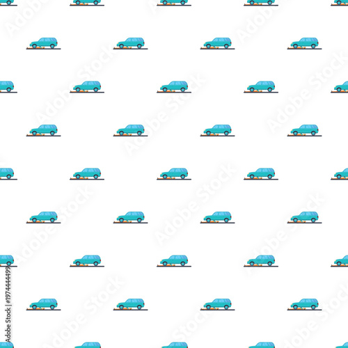 Seamless pattern of light blue cars with minor damage representing road incidents