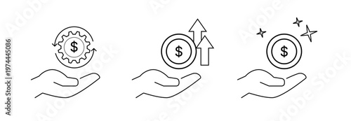Revenue icon set multiple style collection