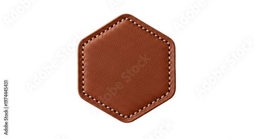 Принти на полотні Hexagonal brown leather patch with stitched edges.