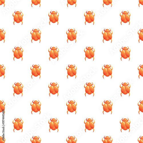 Orange scarab beetles creating a repeating design on a white background