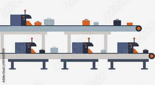 Automated Conveyor Belt System with Packages in a Factory Setting.