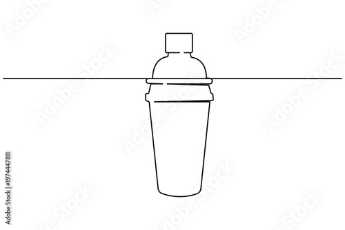 Cocktail shaker one line drawing on white background