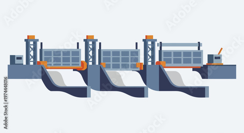 Hydroelectric Dam Generating Renewable Energy with Water Flow.