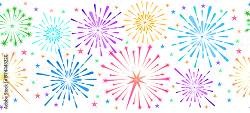 Colorful fireworks seamless pattern
