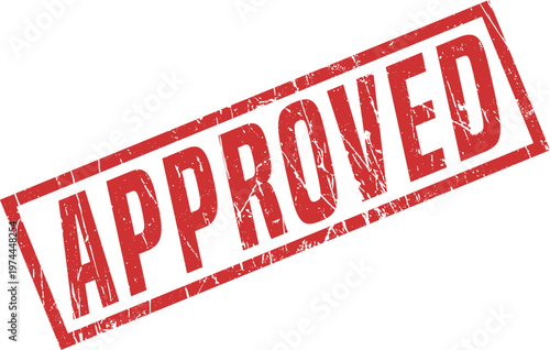 A red grunge style rubber stamp with the word "Approved" printed in bold diagonal block letters.