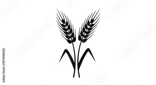 Vector illustration of wheat ears icon, simple style on a transparent background