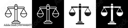 Justice Scale Icon In Flat Version On Black And White Background