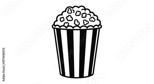 Vector illustration of popcorn in a striped bucket icon on a transparent background