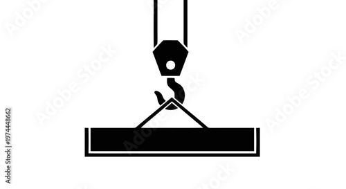 Vector illustration of crane hook lifting a heavy load icon on a transparent background