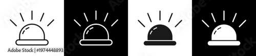 Alarm Icon In Flat Version On Black And White Background