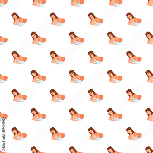 Mother providing nutrition to her infant in a repeating seamless pattern