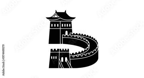 Vector illustration of great wall of china icon, vector illustration of a historic landmark on a transparent background