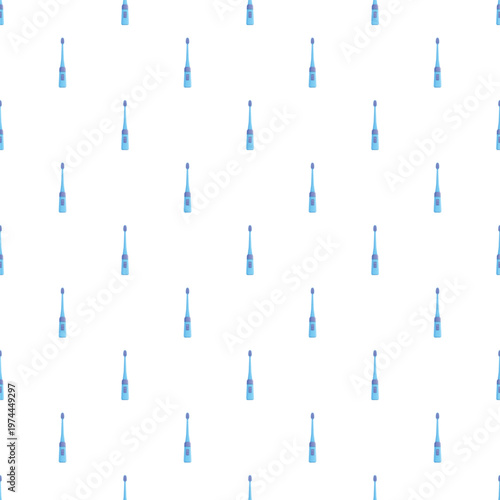 Seamless pattern of blue electric toothbrushes representing dental care