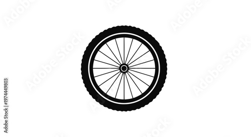 Vector illustration of bicycle wheel icon, simple style on a transparent background