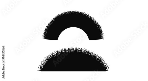 Vector illustration of set of two grass bushes silhouettes on a transparent background
