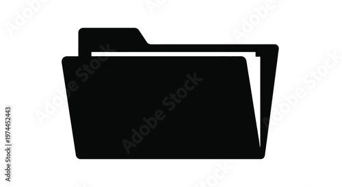 Simple black folder icon with an open flap symbolizing organization