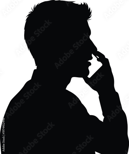 Man's silhouette engaged in an unsanitary habit