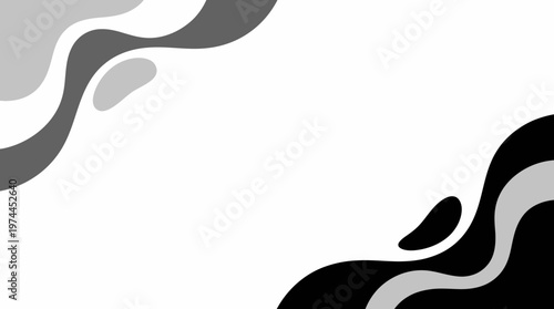 Abstract monochrome swirls on white background design.