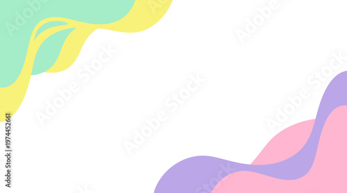 Abstract Pastel Color Shapes Flowing in Corner for Background Design.