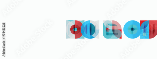 Abstract geometric shapes overlap, creating colorful patterns. White background dominates composition. Minimalist design.