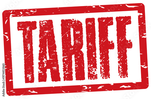 Red tariff rubber stamp isolated on a transparent background