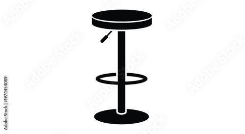 Simple black silhouette of a modern adjustable height bar stool