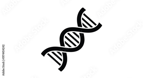 A black and white illustration of a double helix dna strand