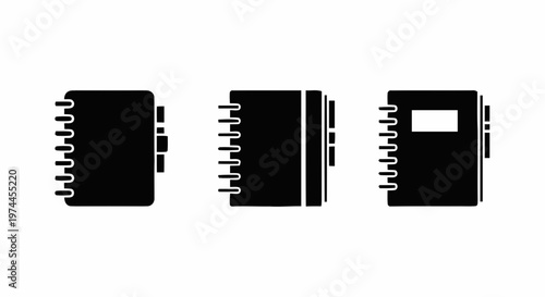 Vector illustration of set of spiral notebooks icons on a transparent background